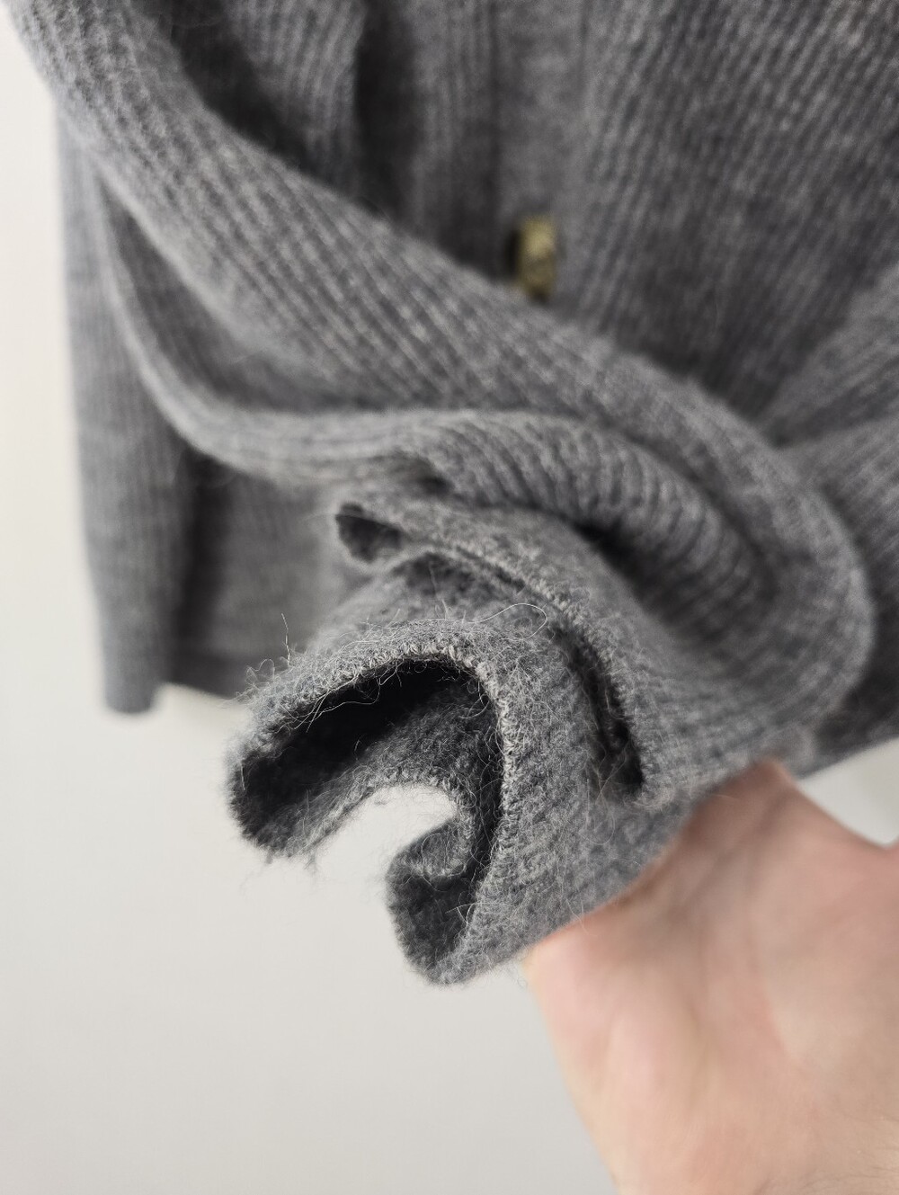 Quince Baby Alpaca Wool Cropped Crop Ribbed Rib Cardigan Sweater Gray Grey Sz L - Picture 5 of 11